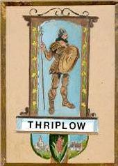 This village sign is located on the green near the old smithy.  It depicts Byrhtnoth, a Saxon lord who gave Thriplow to the monks of Ely in 991.